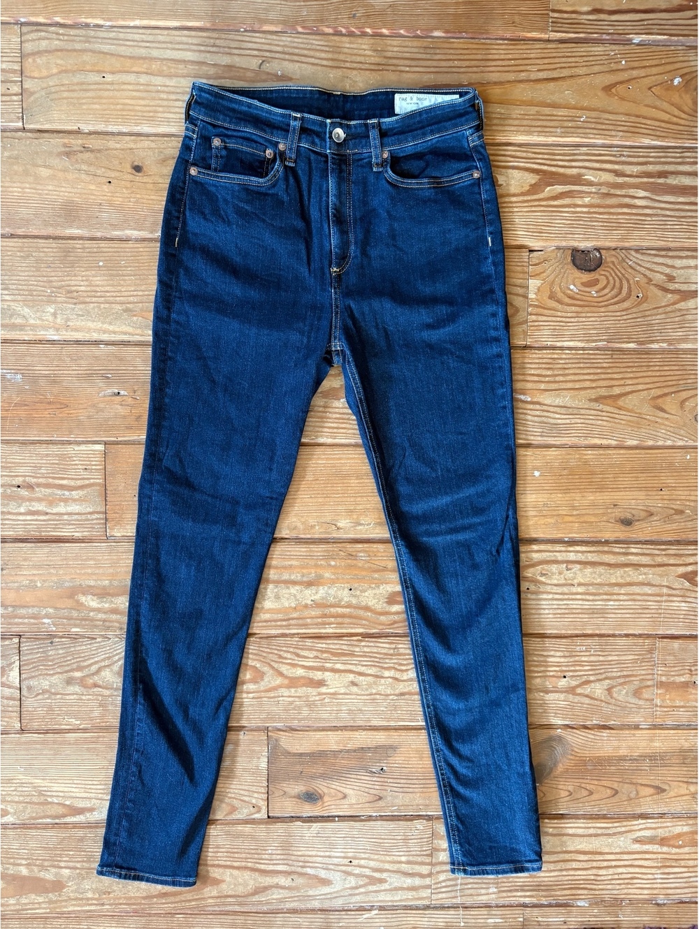 rag & bone High Rise Skinny Jeans Marine Blu Dark Wash Size 28 Made in USA